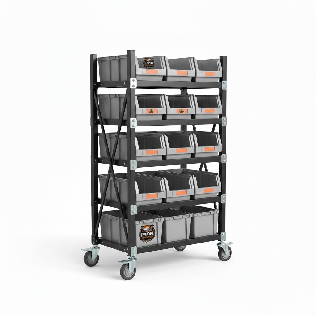 Rolling Parts Bin Rack (5-Tier)